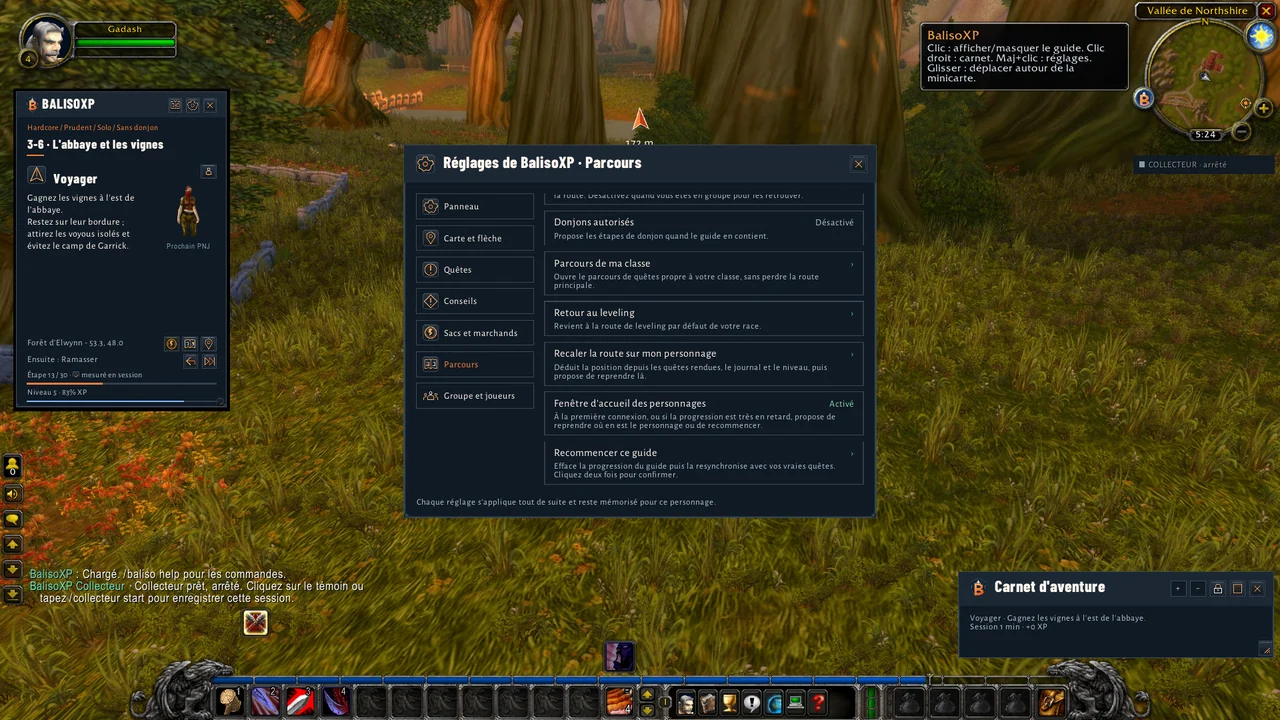 Route tab in BalisoXP’s settings in the game.