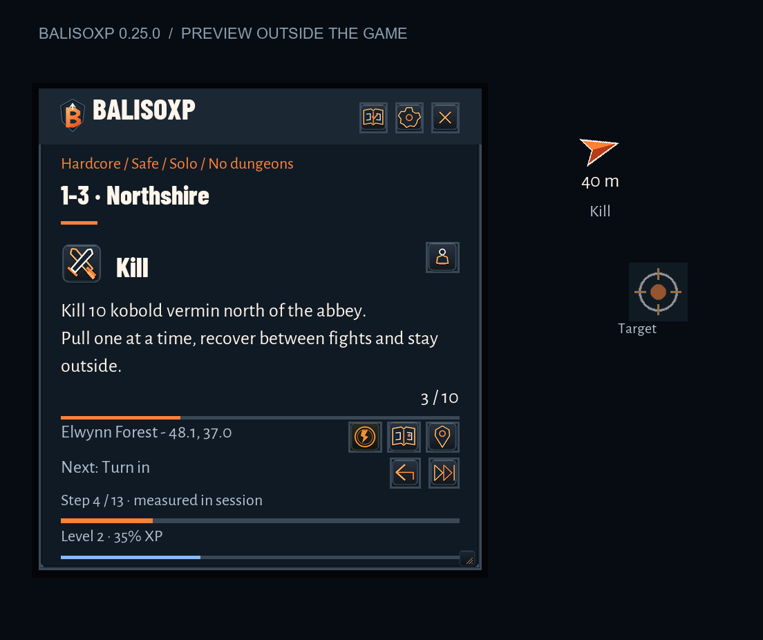 The right objective: BalisoXP 0.25.0 Alpha preview rendered outside the game