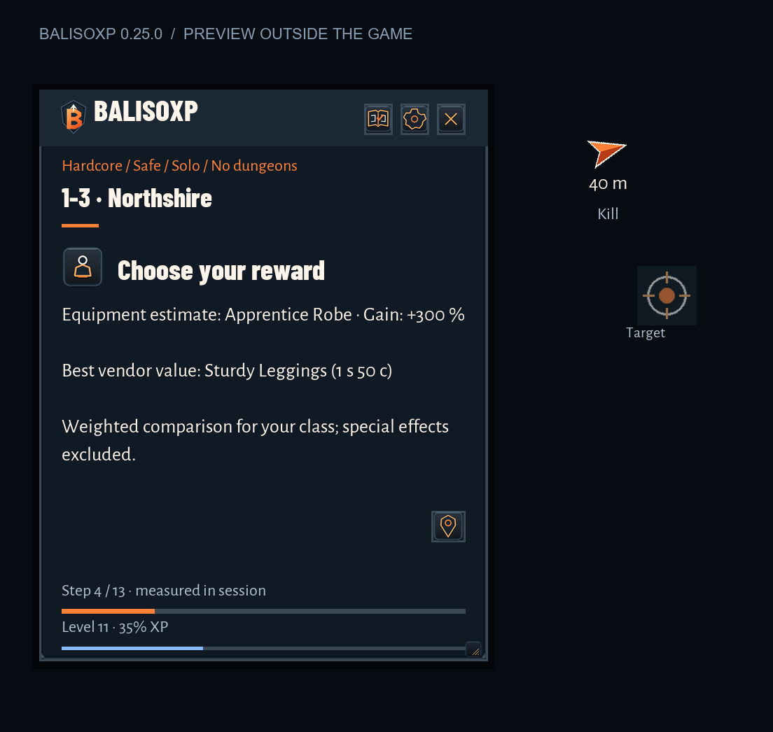 An informed choice: BalisoXP 0.25.0 Alpha preview rendered outside the game