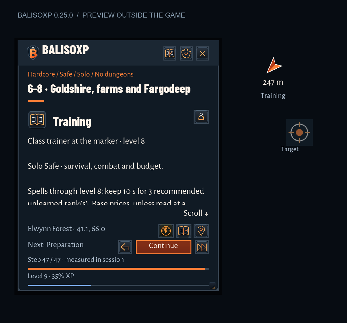 Your next spell: BalisoXP 0.25.0 Alpha preview rendered outside the game