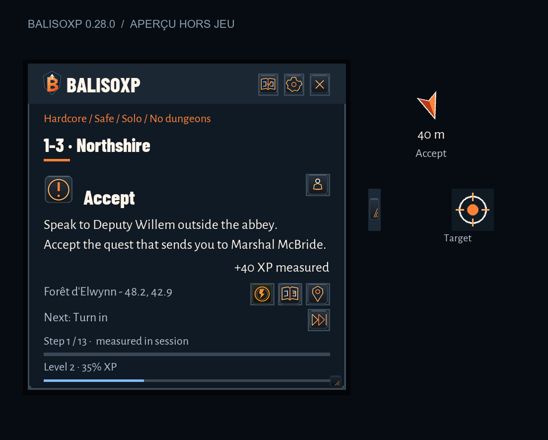 Dans votre langue : aperçu BalisoXP 0.28.0 Beta hors jeu