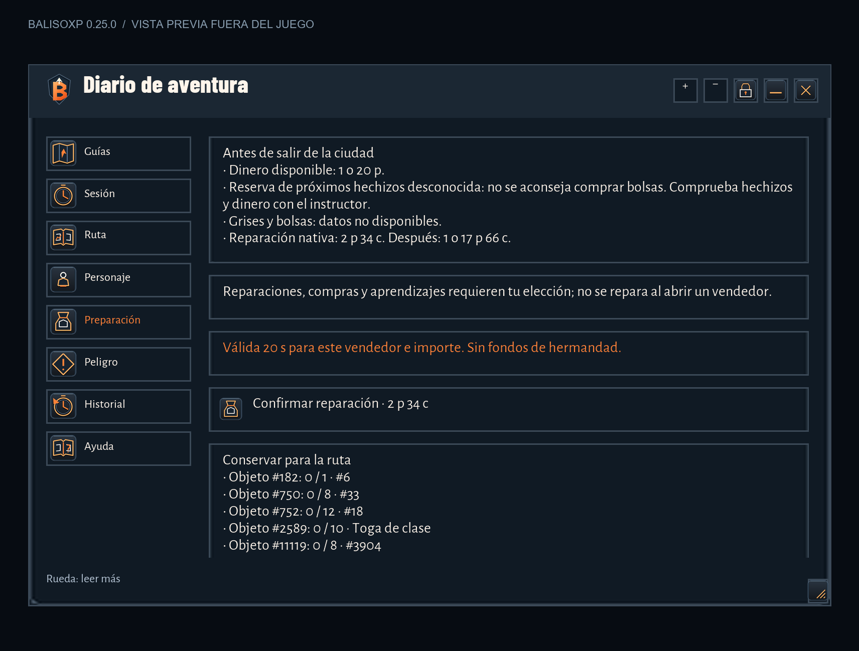 Resumen de ciudad y presupuesto de reparación nativo, vista previa generada fuera del juego